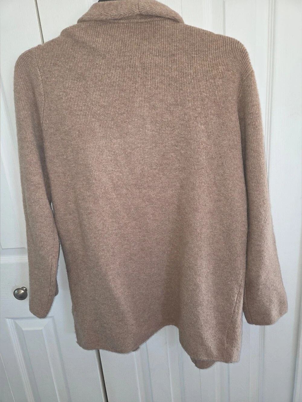 Womens J. Crew Tan-Cream Open Front Knit Cardigan with Pockets, Size MD